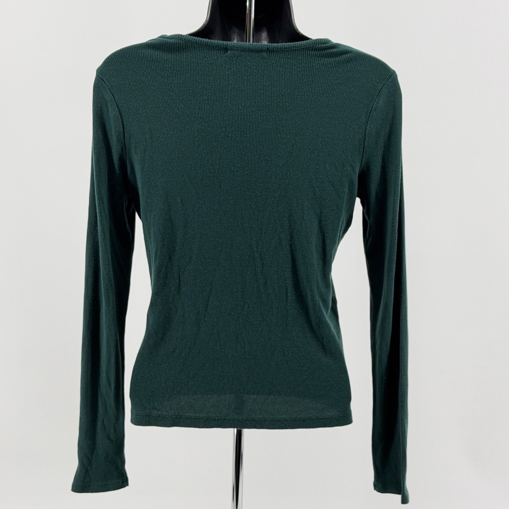 Marine Layer Women's S Lexi Rib Long Sleeve Deep V-Neck Tee Casual - Picture 2 of 9